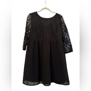 Black lace sleeved babydoll dress